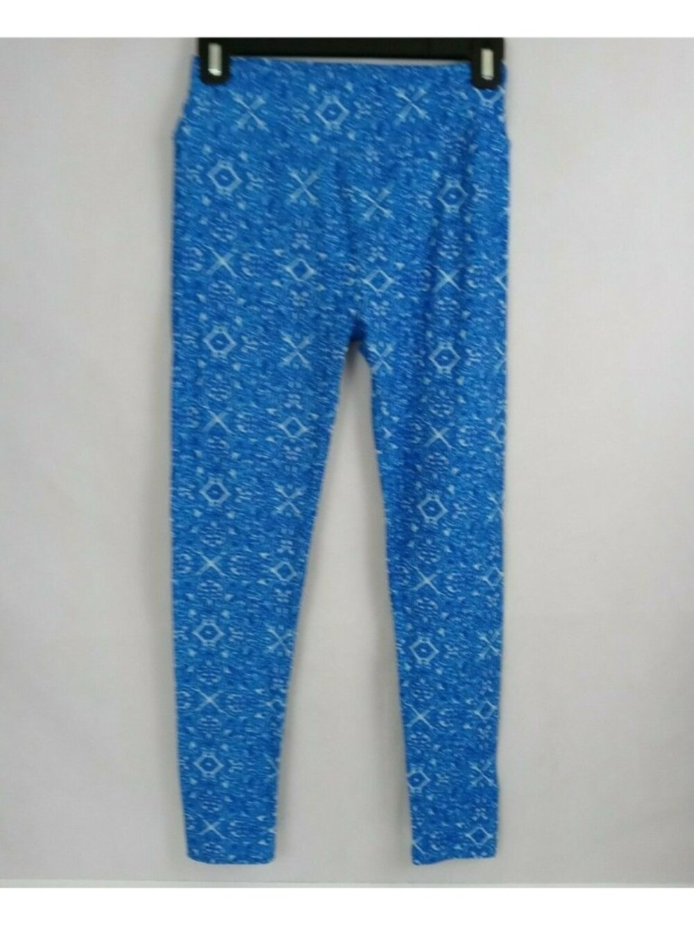 New LuLaRoe One Size Leggings Blue & White With Beautiful Geometric Design